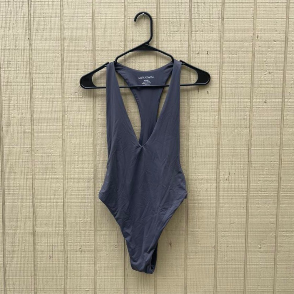 Myra Swim sexy grey racerback one piece.